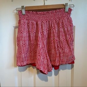 Knox Rose, red and white loose flowy shorts, size XS